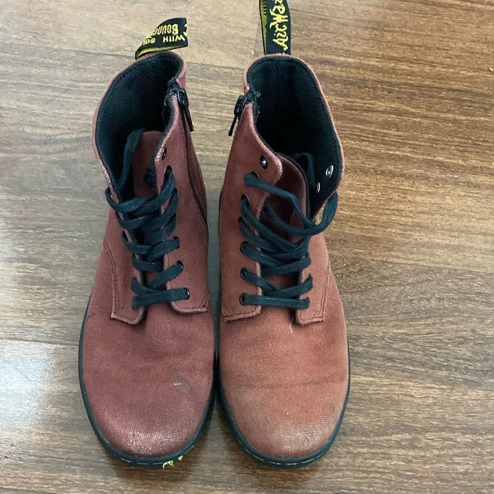 Dr. Martens Kids Red Canvas Boots Sz 3
